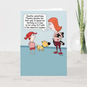 Carte Maman drôle boit à son anniversaire