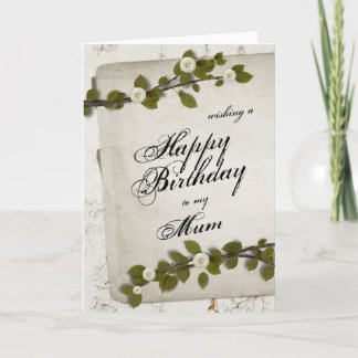 Carte Maman en bois blanche de joyeux anniversaire