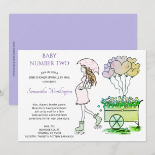 Carte Maman Enceinte Baby shower pourpre Saupoudrée Par 