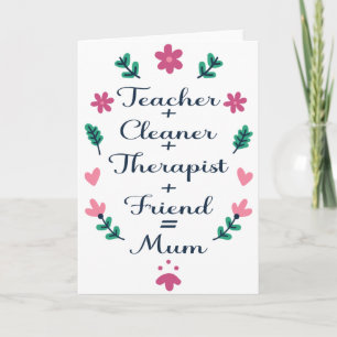 Carte Maman, enseignante infirmière thérapeute amie Fête