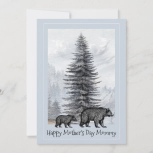 Carte Maman Et Bébé Bois Ours Fête Des Mères Maman