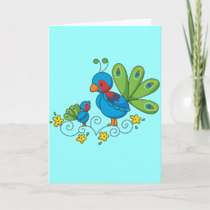 Carte Maman et bébé Peacock