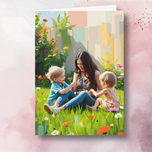 Carte Maman et enfants Jouer   Fête des mères