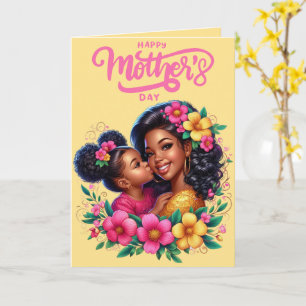 Carte Maman et fille afro-américaines Bonne fête des mèr