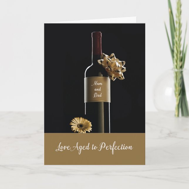Carte Maman et papa Bonne bouteille de vin à l'occasion  (Devant)