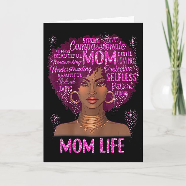 Carte maman femme noire vie maman afro-américaine heureu (Devant)