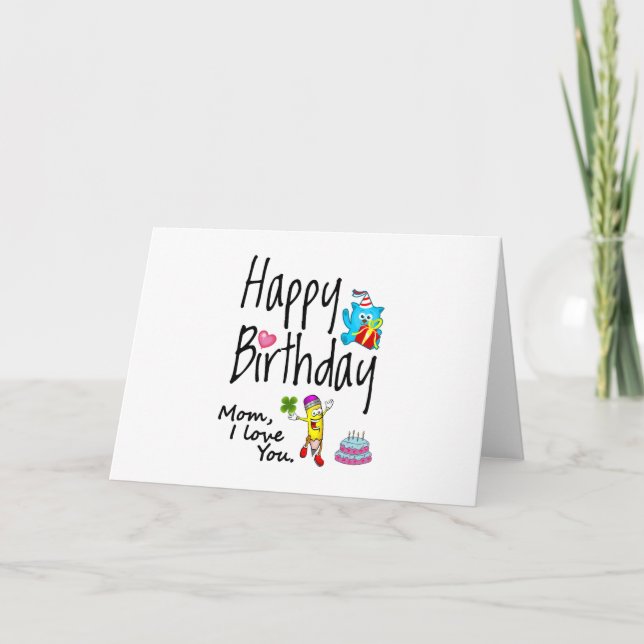 Carte Maman, je t'aime. Joyeux anniversaire. (Devant)