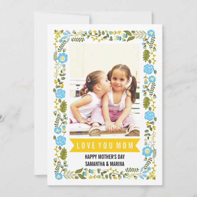 Carte Maman, Joyeux aqua de la Fête des mères, photo flo (Devant)