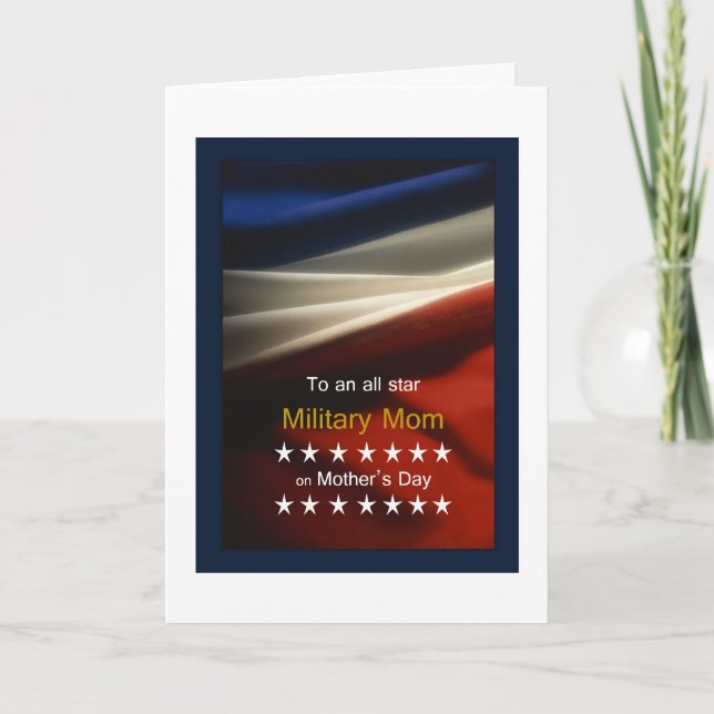 Carte Maman militaire - Drapeau américain et poème Fête  (Devant)
