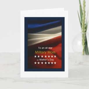 Carte Maman militaire - Drapeau américain et poème Fête 