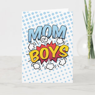 Carte Maman of Boys Fête des mères Bande dessinée Style 