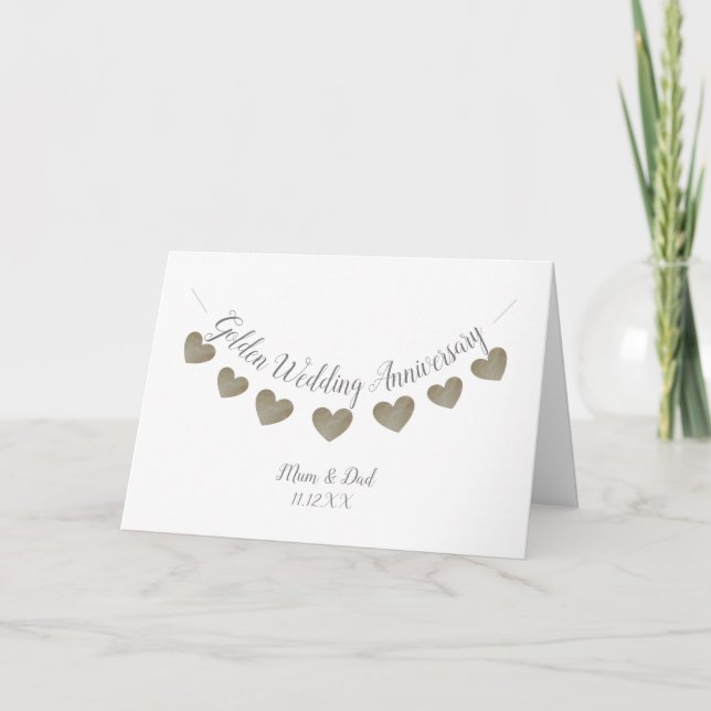 Carte Maman & Papa Golden 50th Mariage Anniversaire du b (Devant)