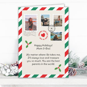 Carte Maman Papa Noël Lettre photo Collage plié
