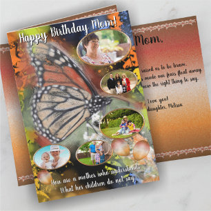 Carte Maman papillon d'anniversaire