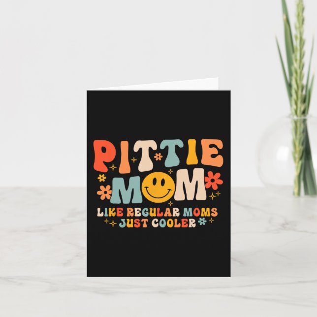 Carte Maman Pittie Maman Pitbull Amoureuse des Chiens Fê (Devant)