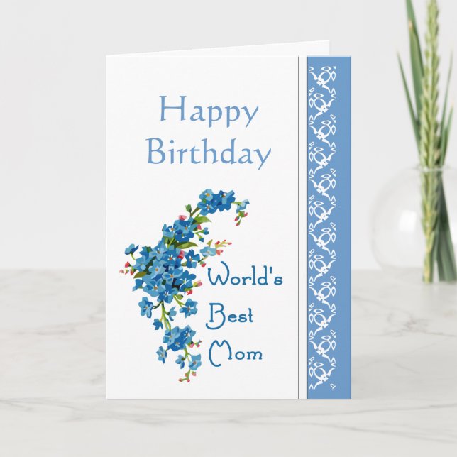 Carte Maman Poème d'anniversaire & Forget-Me-Not Flowers (Devant)
