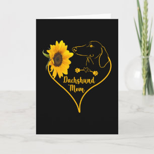 Carte Maman Teckel Avec Cœur de Tournesol Fête des Mères