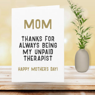 Carte Maman Thérapeute Non Payée Humour Drôle Fête des M