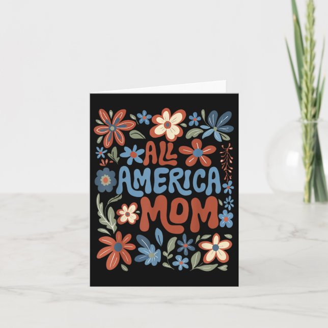Carte Maman toute américaine Fête du 4 juillet Fleurs Us (Devant)