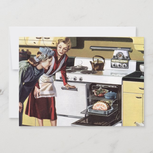 Carte Maman vintage dans la Cuisine de cuisine un jambon (Devant)