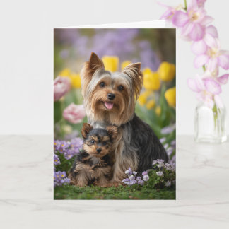 Carte Maman Yorkie Fête des Mères Amour