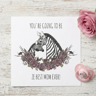 Carte Maman Zèbre Mignonne & Bébé Félicitations pour Vot