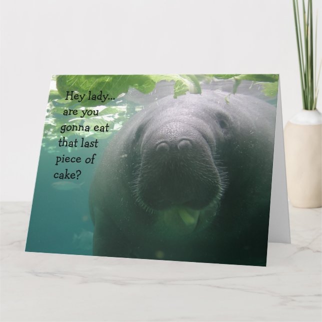 Carte Manatee Anniversaire Dernier morceau de gâteau Dam (Devant)