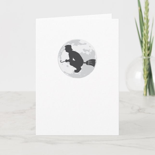 Carte Manche à  balai Halloween drôle de sorcière (Devant)