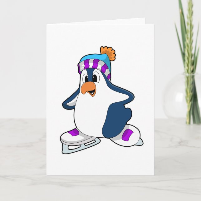 Carte Manchot au patinage artistique avec des patins à g (Devant)