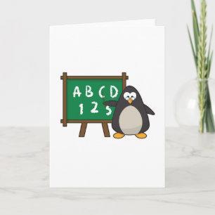 Carte Manchot enseignant avec tableau noir