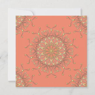 Carte Mandala Saumon rose & Filigree Or Avec Diamants