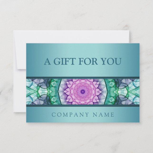 Carte Mandala turquoise nénuphar moderne (Devant)