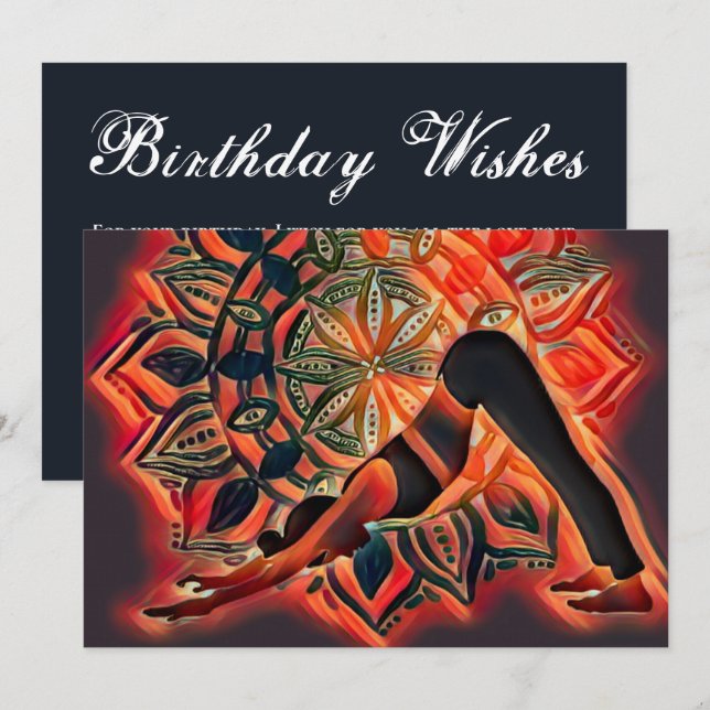 Carte Mandala Yoga spirituel personnalisé Joyeux anniver (Devant / Derrière)