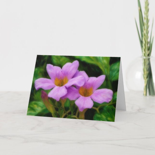 Carte Mandevilla Flowers in Pink Garden Art Note Card (Devant)