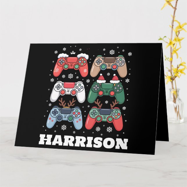 Carte Manette de jeu personnalisée Santa pour joueur Noë (Fleur jaune)