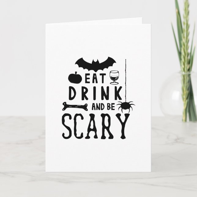 Carte manger boire et être effrayant halloween (Devant)