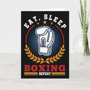 Carte Manger Dormir Boxe Répéter Mma Kickboxing Boxeur 