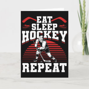 Carte Manger Dormir Hockey Répéter Cadeau pour Joueur de