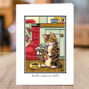 Carte Manger sainement mignon Peinture de chat personnal