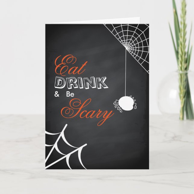 Carte Mangez Boire et être effrayant Halloween Spider We (Devant)