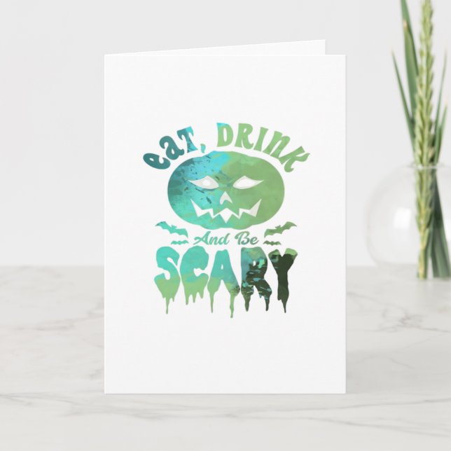 Carte Mangez Boire Et Soyez Effrayant Halloween Lumière (Devant)
