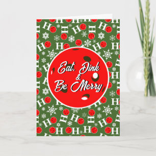 Carte Mangez Dink & Soyez Joyeux Rouge Vert Ho Ho Ho Pic