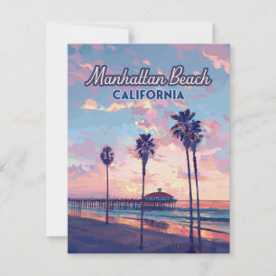Carte Manhattan Beach California Los Angeles Retro Card