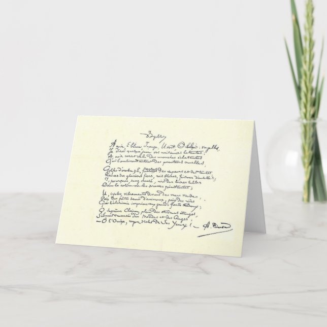 Carte manuscrit autographe de Voyelles (Rimbaud) (Devant)