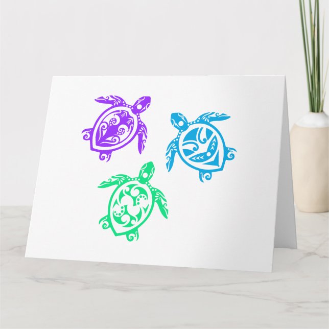 Carte Maori Trois Tortues Groupe Tattoo Idée cadeau (Devant)