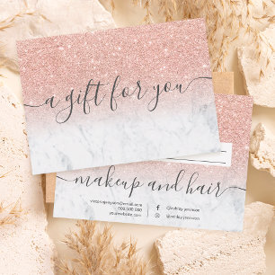 Carte marble rose gold glitter ombre gift certificate