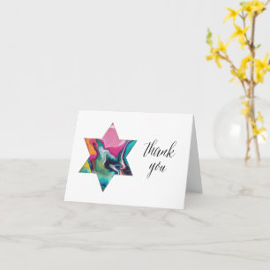 Carte Marbré arc-en-ciel juif étoile Bat mitzvah Merci