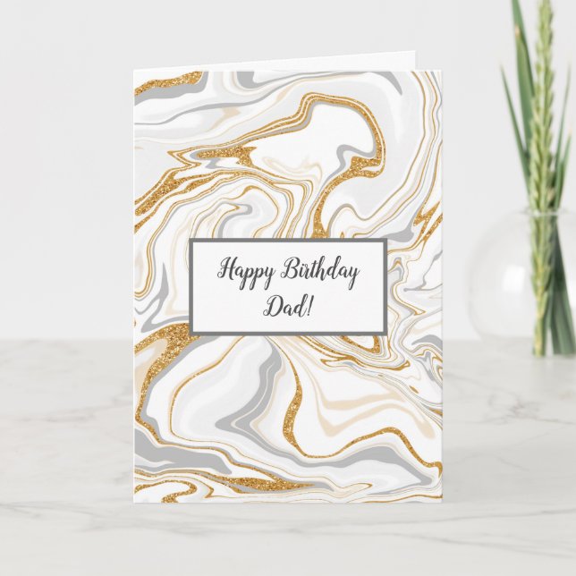 Carte Marbre blanc, gris et or Marbre papa's Birthday (Devant)