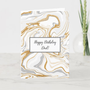 Carte Marbre blanc, gris et or Marbre papa's Birthday