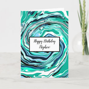 Carte Marbre bleu et bleu turquoise Nouvel anniversaire